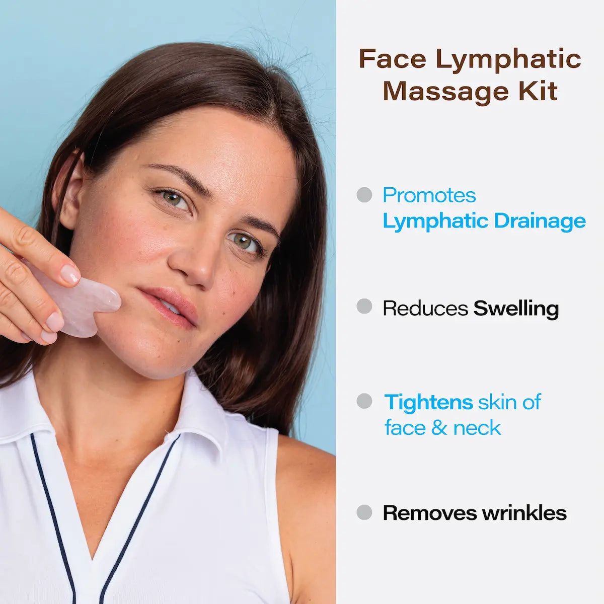 Lymphatic Drainage Face Massager Set: Rose Quartz Face Roller & Gua Sha